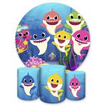 Capa Painel + Trio Capas Cilindros Sublimados Tema Baby Shark 2005