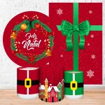 Kit 5 Peças Capa Redonda + Capa Retangular + Trio Capas Cilindros Sublimados Tema Natal 2251