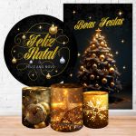 Kit 5 Peças Capa Redonda + Capa Retangular + Trio Capas Cilindros Sublimados Tema Natal 2253