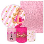 Kit 5 Peças Capa Redonda + Capa Retangular + Trio Capas Cilindros Sublimados Tema Barbie 236