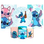 Kit Capa Painel Redondo + 2unid Capa Retangular + Trio Capas Cilindros Tema Lilo & Stitch 4000