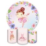 Kit Capa Painel Redondo + Trio Capas Cilindros Sublimados Tema Bailarina 4058