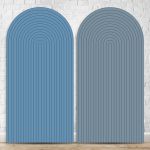 Painel Romano Tema Ripado Cor Azul e Cinza 41