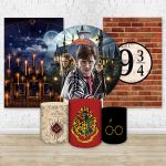 Kit Capa Painel Redondo + 2 unid Capa Retangular + Trio Capas Cilindros Tema Harry Potter 4111