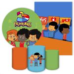 Kit Capa Painel Redondo + Capa Retangular + Trio Capas Cilindros Tema 3 Palavrinhas 4208