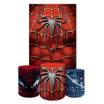 Capa Retangular + Trio Capas Cilindros Sublimados Tema Homem Aranha 4568