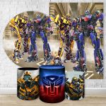 Kit 5 Peças Capa Redonda + Capa Retangular + Trio Capas Cilindros Sublimados Tema Transformers 
