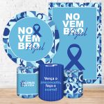 Kit 5 Peças Capa Redonda + Capa Retangular + Trio Capas Cilindros Sublimados Tema Novembro azul 5113