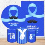 Kit 5 Peças Capa Redonda + Capa Retangular + Trio Capas Cilindros Sublimados Tema Novembro azul 5114