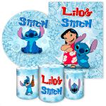 Kit Capa Painel Redondo + Capa Retangular + Trio Capas Cilindros Tema Lilo Stich 7043