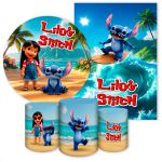 Kit Capa Painel Redondo + Capa Retangular + Trio Capas Cilindros Tema Lilo Stich 7054