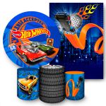 Kit 5 Peças Capa Redonda + Capa Retangular + Trio Capas Cilindros Sublimados Tema Hot Wheels 08