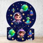 Capa Painel + Trio Capas Cilindros Sublimados Tema Astronauta Baby Menino Azul 2227