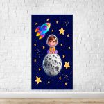 Capa Painel Retangular Sublimado Tema Astronauta Baby Menino Azul 2227