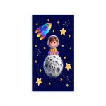 Capa Painel Retangular Sublimado Tema Astronauta Baby Menino Azul 2227