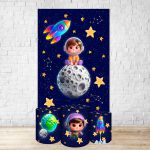 Capa Retangular + Trio Capas Cilindros Sublimados Tema Astronauta Baby Menino Azul 2227