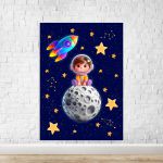 Capa Painel Retangular Sublimado Tema Astronauta Baby Menino Azul 2227