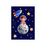 Capa Painel Retangular Sublimado Tema Astronauta Baby Menino Azul 2227