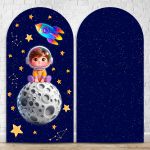 Capa Painel Romano Sublimado Tema Astronauta Baby Menino Azul 2227