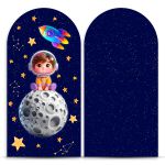 Capa Painel Romano Sublimado Tema Astronauta Baby Menino Azul 2227
