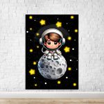 Capa Painel Retangular Sublimado Tema Astronauta Baby Menino Fundo preto 2228