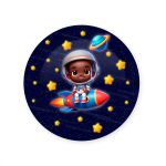 Capa Painel Redondo Sublimados Tema Astronauta Baby Menino Azul Escuro 2229