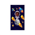 Capa Painel Retangular Sublimado Tema Astronauta Baby Menino Azul Escuro 2229