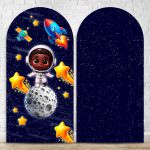 Capa Painel Romano Sublimado Tema Astronauta Baby Menino Azul Escuro 2229