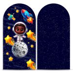 Capa Painel Romano Sublimado Tema Astronauta Baby Menino Azul Escuro 2229