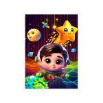 Capa Painel Retangular Sublimado Tema Astronauta Baby Menino Azul 2727