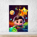 Capa Painel Retangular Sublimado Tema Astronauta Baby Menino Azul 2727