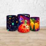 Trio Capas Cilindros Sublimados Tema Astronauta Baby Menino Azul 2727