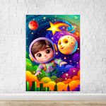 Capa Painel Retangular Sublimado Tema Astronauta Baby Menino Azul 2728