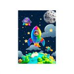 Capa Painel Retangular Sublimado Tema Astronauta Baby Menino Azul 2731