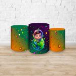 Trio Capas Cilindros Sublimados Tema Astronauta Baby Menino Azul 2731