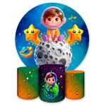 Capa Painel + Trio Capas Cilindros Sublimados Tema Astronauta Baby 2731