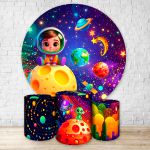 Capa Painel + Trio Capas Cilindros Sublimados Tema Astronauta Baby 2727