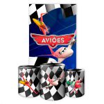 Capa Retangular + Trio Capas Cilindros Sublimados Tema Aviões 2629