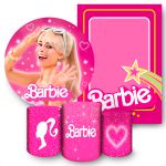 Kit 5 Peças Capa Redonda + Capa Retangular + Trio Capas Cilindros Sublimados Tema Barbie 2062