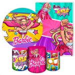 Kit 5 Peças Capa Redonda + Capa Retangular + Trio Capas Cilindros Sublimados Tema Barbie 2655