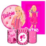 Kit 5 Peças Capa Redonda + Capa Retangular + Trio Capas Cilindros Sublimados Tema Barbie 2650