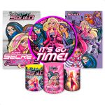 Kit Capa Painel Redondo + 2unid Capa Retangular + Trio Capas Cilindros Tema Barbie 2656