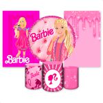 Kit Capa Painel Redondo + 2unid Capa Retangular + Trio Capas Cilindros Tema Barbie 2650