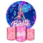Capa Painel + Trio Capas Cilindros Sublimados Tema Barbie Sereia 2652