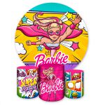 Capa Painel + Trio Capas Cilindros Sublimados Tema Barbie 2655
