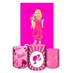 Capa Retangular + Trio Capas Cilindros Sublimados Tema Barbie 2650 