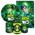 Kit 5 Peças Capa Redonda + Capa Retangular + Trio Capas Cilindros Sublimados Tema ben 10 5097