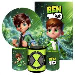 Kit 5 Peças Capa Redonda + Capa Retangular + Trio Capas Cilindros Sublimados Tema ben 10 5098