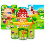 Kit Capa Painel Redondo + 2unid Capa Retangular + Trio Capas Cilindros Tema Bolofofos 2529