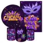 Kit 5 Peças Capa Redonda + Capa Retangular + Trio Capas Cilindros Sublimados Tema Carnaval 2578